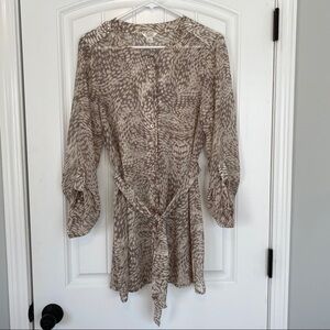 Christopher & Banks Button Down Top w Sash Medium